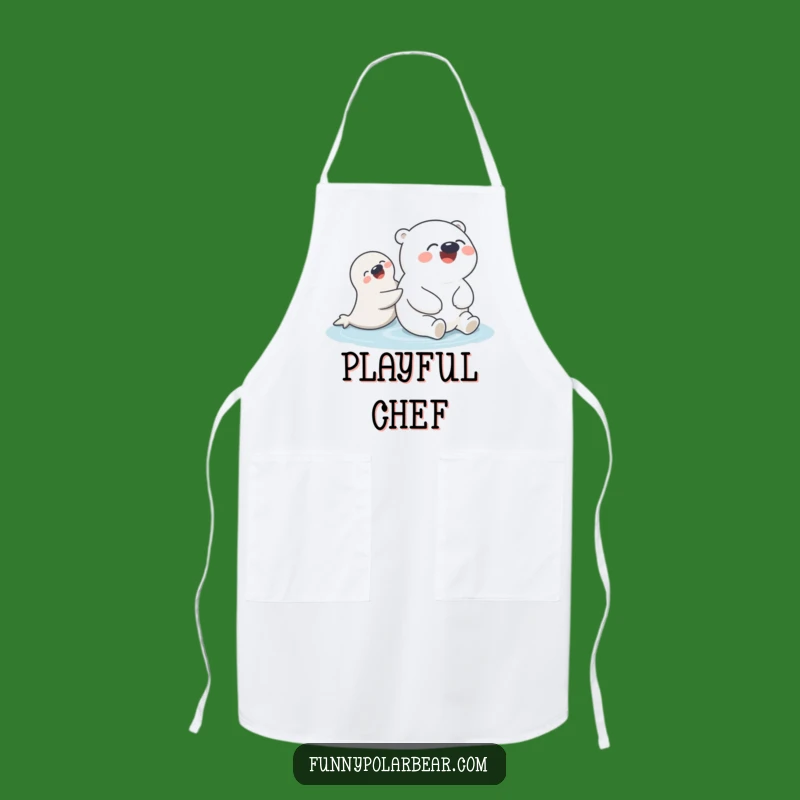 Funny Polar Bear Seal Push Apron: Cook with friends, a perfect funny gift.