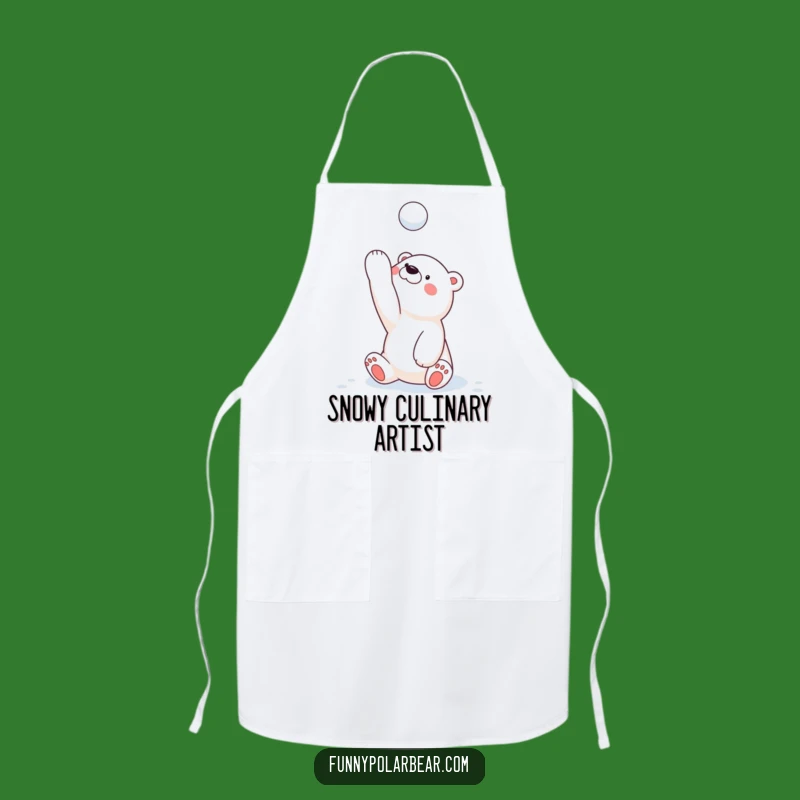Funny Snowball Toss Polar Bear Chef's Apron: Hilarious Winter Kitchen Fun