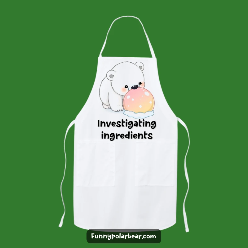 Funny Polar Bear Snowball Apron: Cook with curiosity, a perfect funny gift.