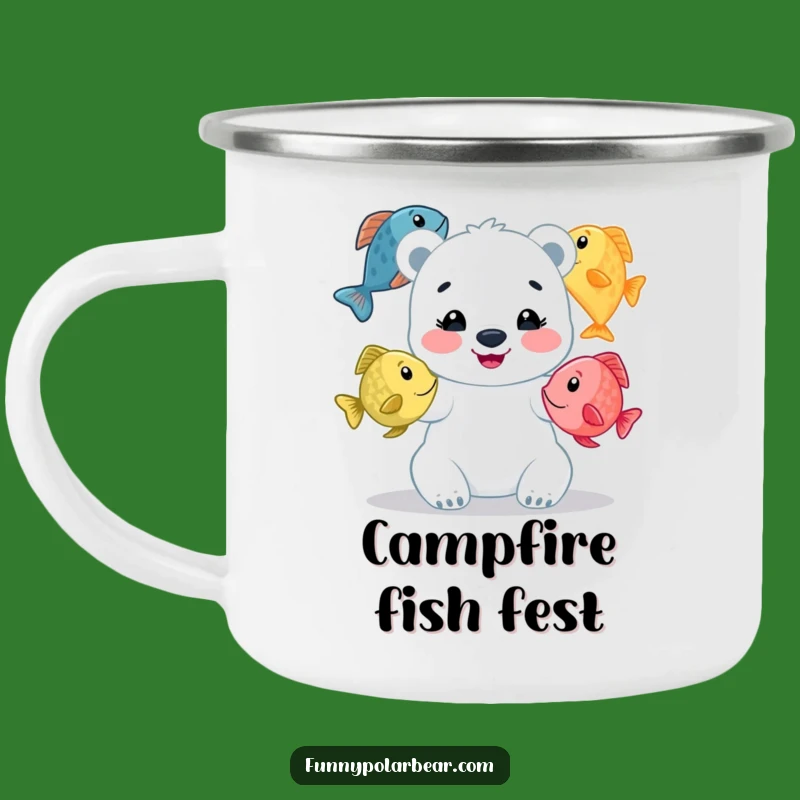 Funny Juggling Fish Polar Bear Enamel Camping Mug: Outdoor Whimsy Gift