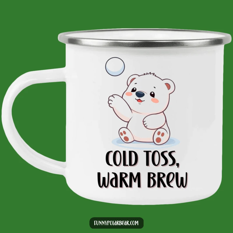 Funny Polar Bear Cub Snowball Toss Camping Mug: Adventures & Hot Drinks