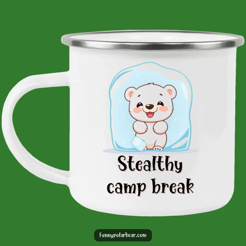 Funny Giggling Polar Bear Cub Camping Mug - Arctic Hide & Seek Fun Gift