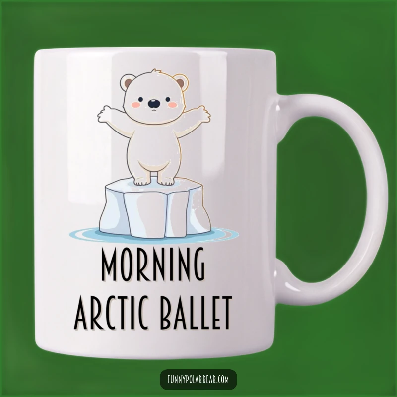 Funny Dancing Polar Bear Cub Mug: Graceful & Hilarious Arctic Fun