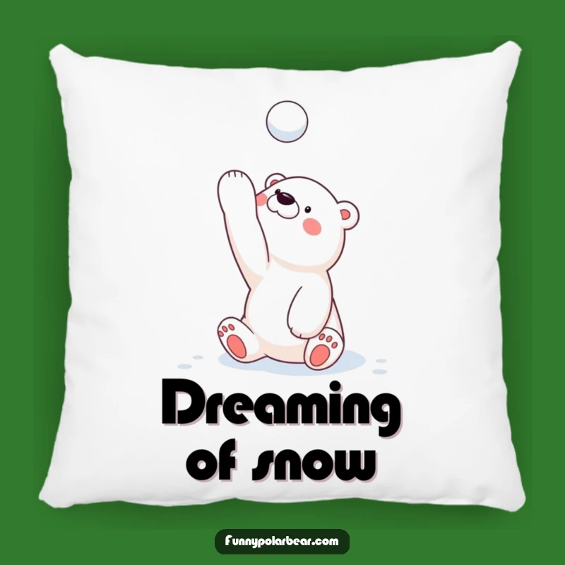 Funny Snowball Toss Polar Bear Accent Pillow: Cozy Winter Play