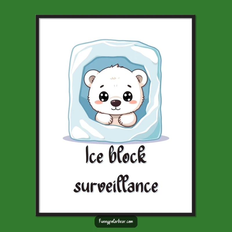 Funny Curious Polar Bear Cub Digital Art Print: Instant Arctic Wonder