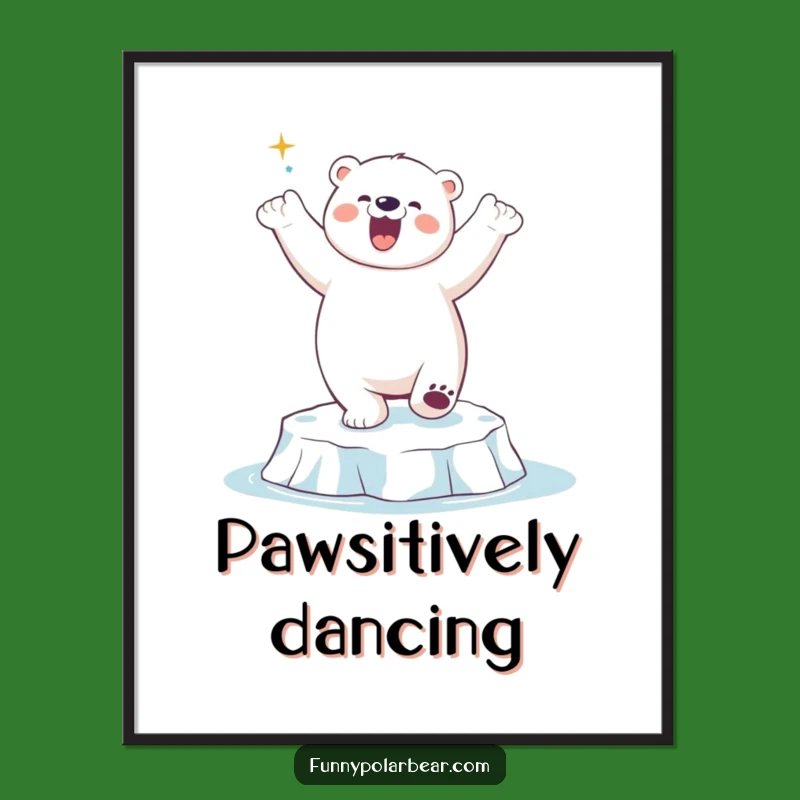 Funny Polar Bear Dancing Digital Art: Instant energy, a perfect funny gift.