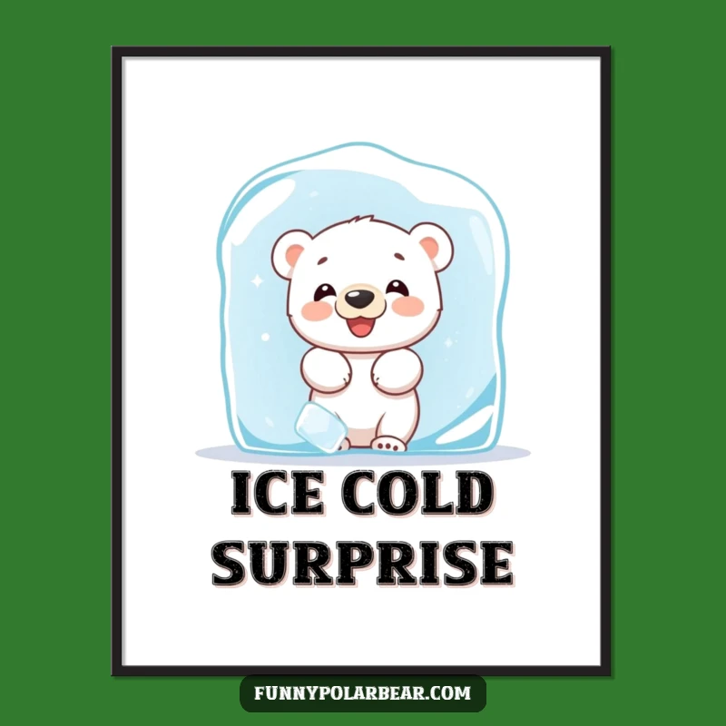 Funny Giggling Polar Bear Cub Digital Art - Arctic Peekaboo Decor, Gift