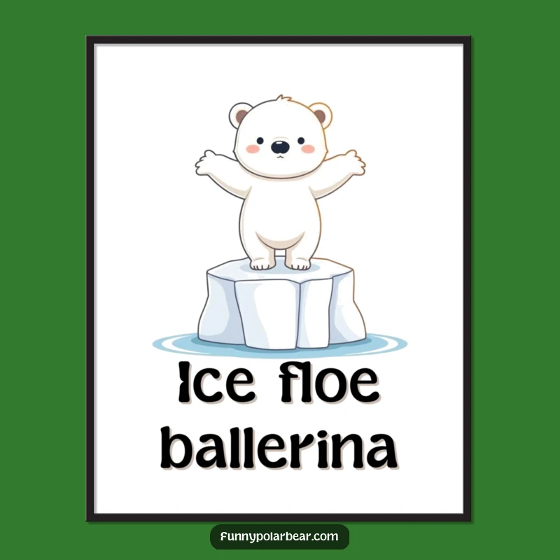 Funny Dancing Polar Bear Cub Digital Art Print: Instant Arctic Elegance