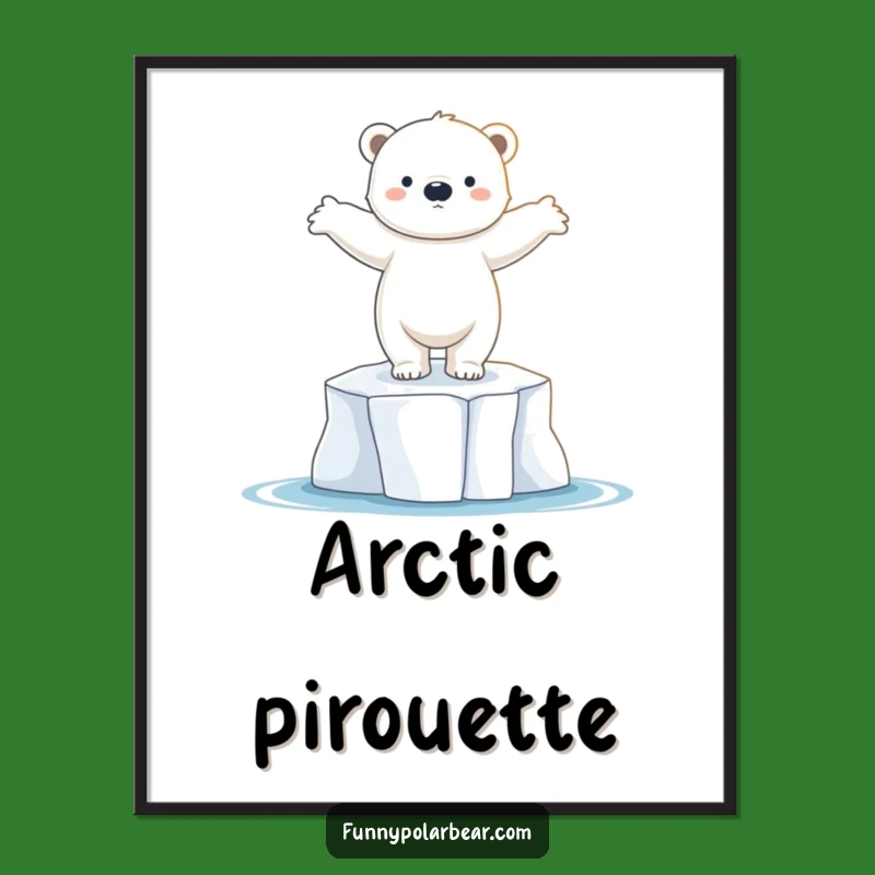 Funny Dancing Polar Bear Cub Poster: Arctic Elegance & Joyful Art