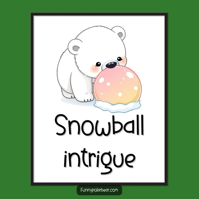 Funny Polar Bear Snowball Poster: Artistic winter charm, a perfect funny gift.