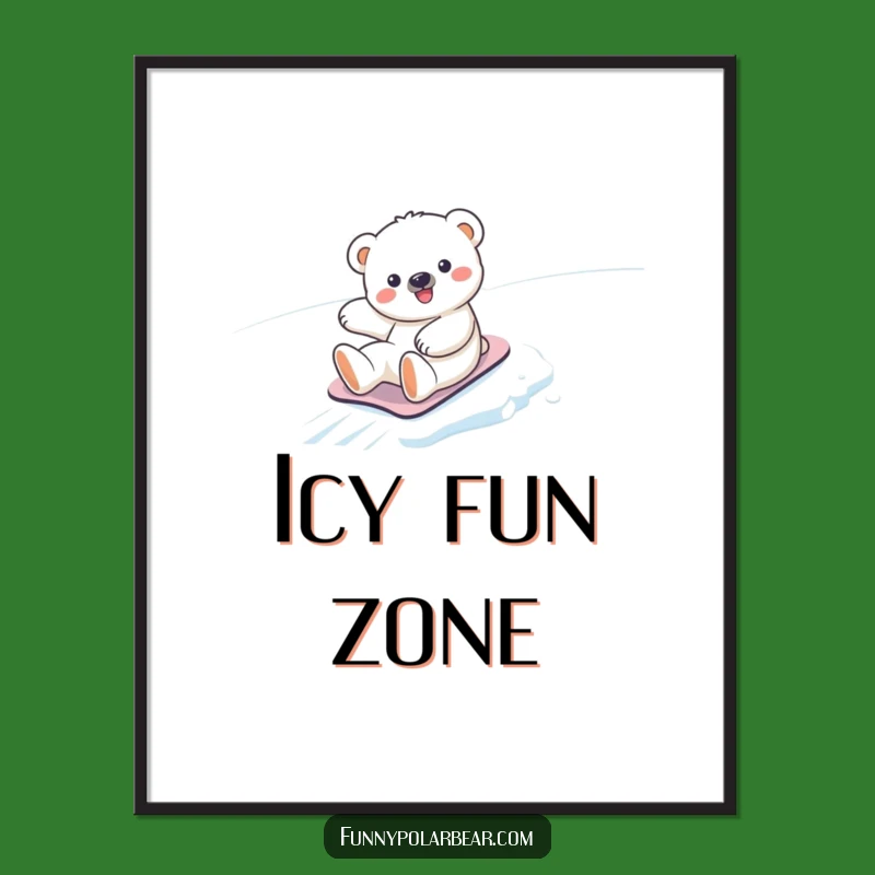 Funny Kawaii Polar Bear Art Poster: Hilarious Winter Wall Decor