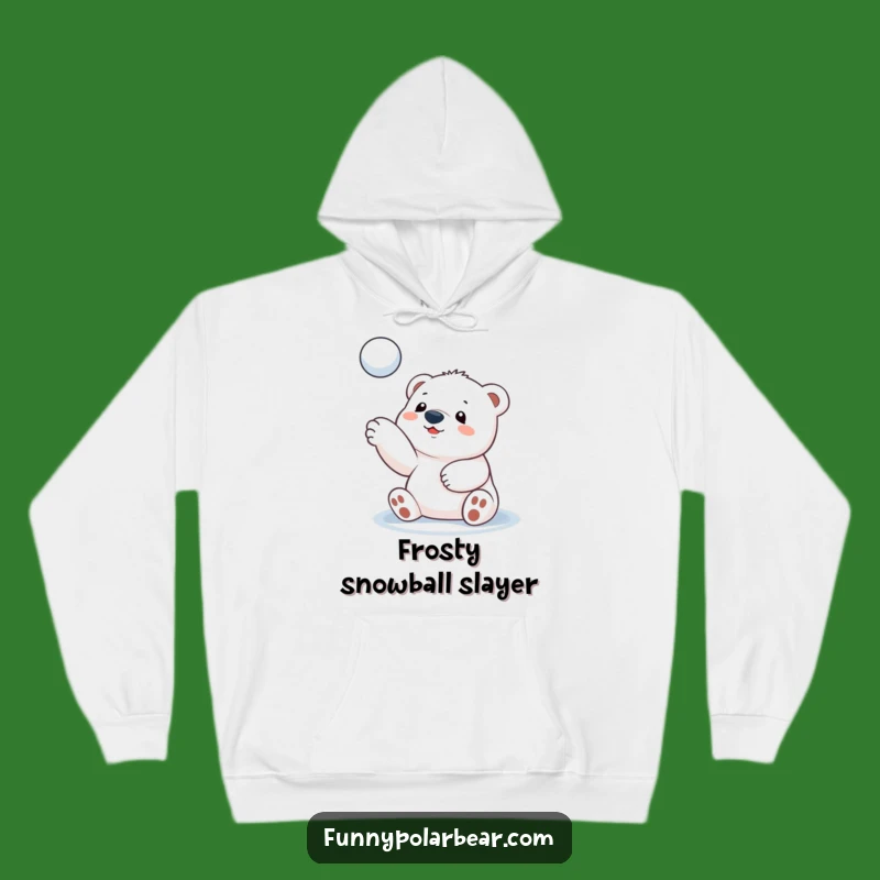 Cozy Funny Polar Bear Cub Snowball Toss Hoodie: Warmth & Laughter Guaranteed
