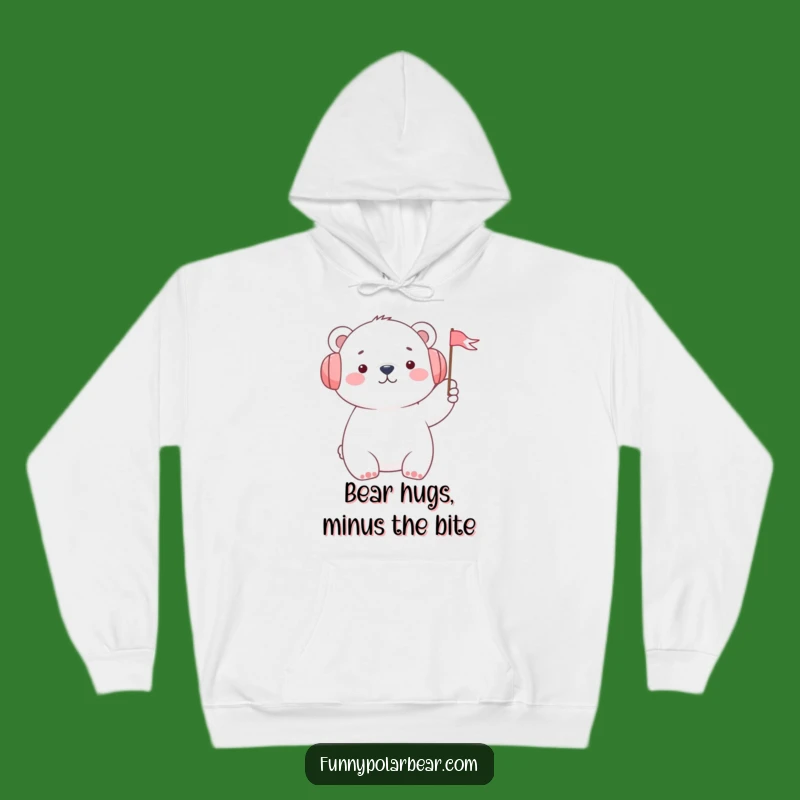 Funny Polar Bear Hoodie: Cozy Earmuffs & Flag Sweatshirt, Best Gift Ever