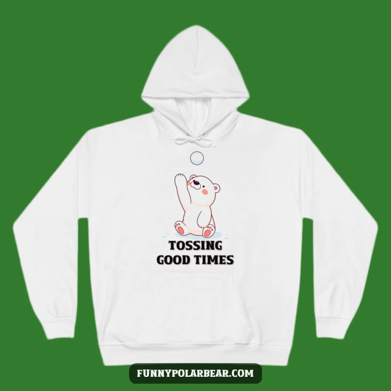 Funny Snowball Toss Polar Bear Hoodie: Cozy Winter Play Gift