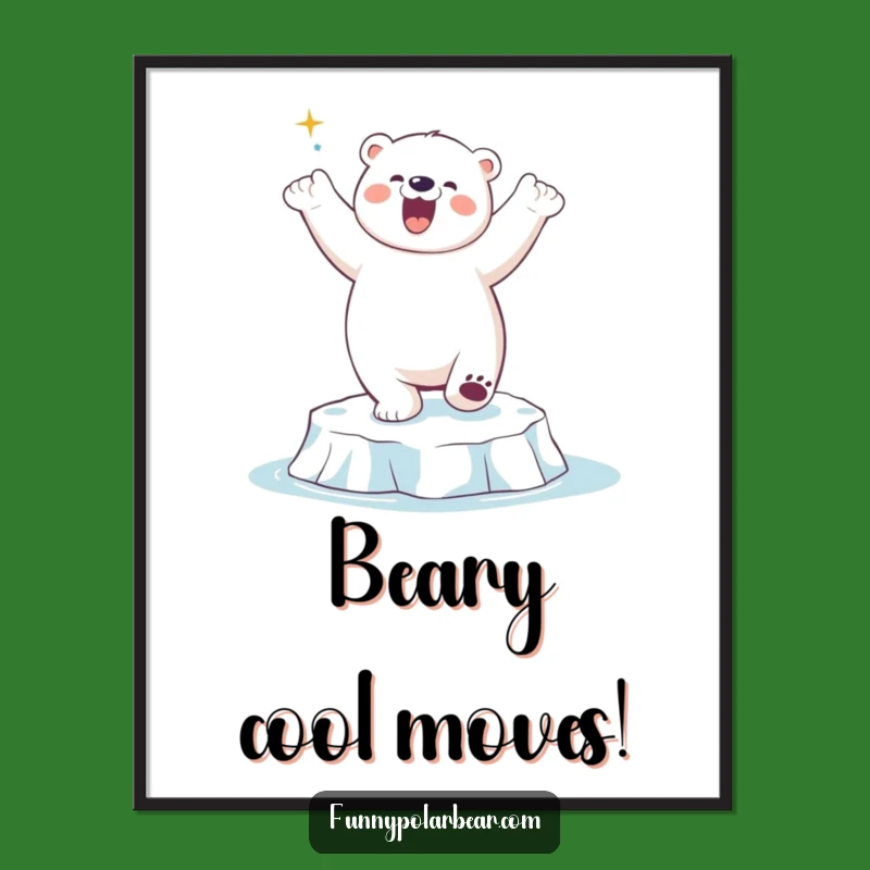 Dancing Polar Bear Free Printable Wall Art: Funny Arctic Celebration Download