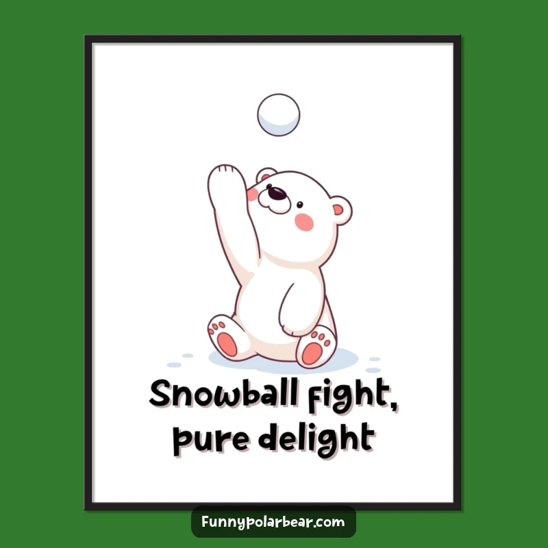Free Printable Wall Art: Polar Bear Cub Snowball Toss, Hilarious Downloadable Decor for Winter Fun