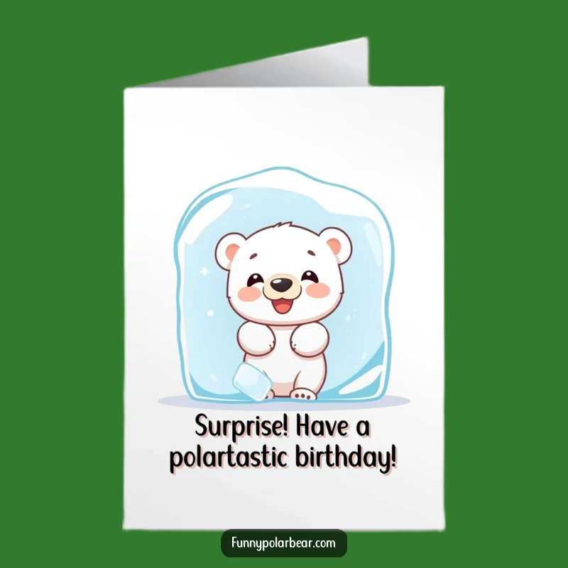 Free Printable Birthday Card: Giggling Polar Bear Cub Surprise Funny Downloadable Gift