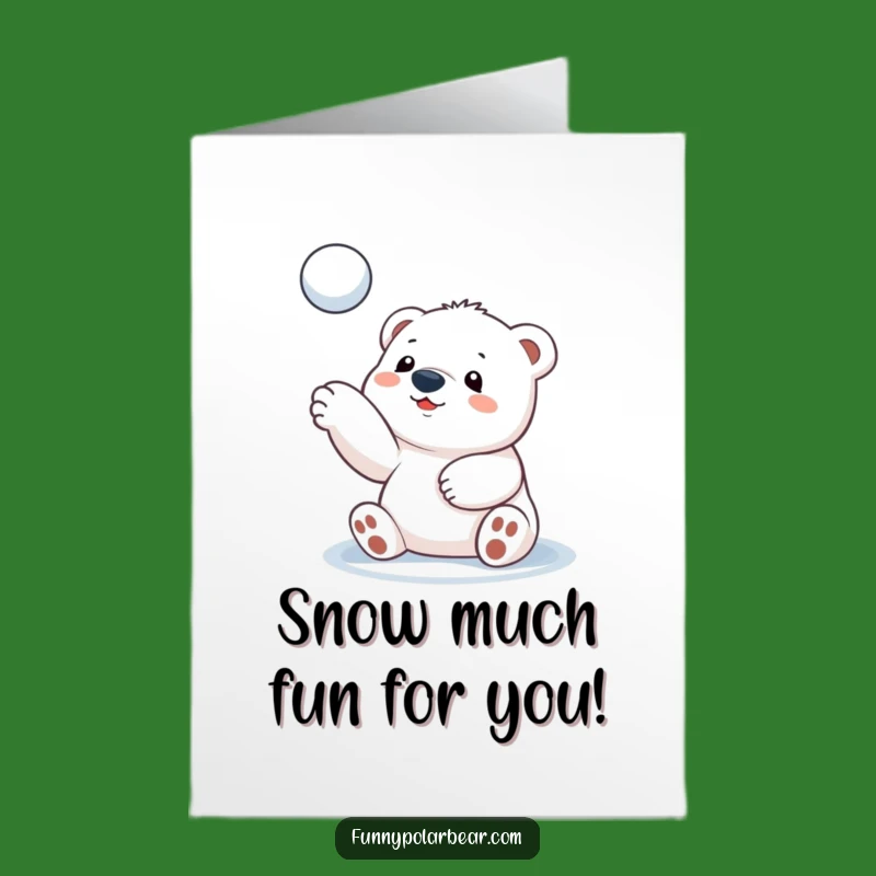 Funny Free Printable Birthday Card: Polar Bear Cub Snowball Toss Downloadable Gift