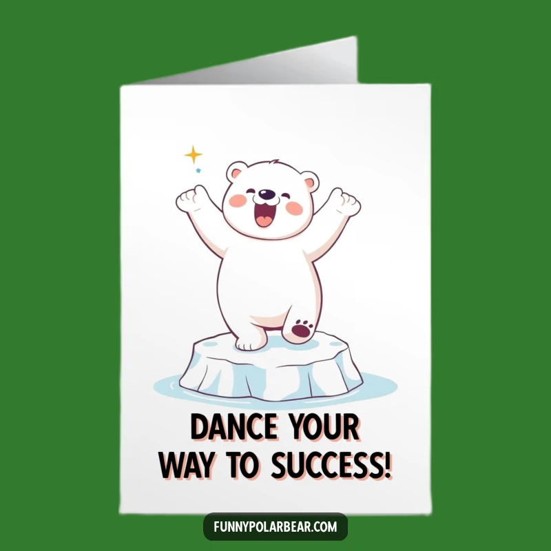 Free Printable Congrats Card: Polar Bear's Victory Dance, Downloadable Humorous Gift