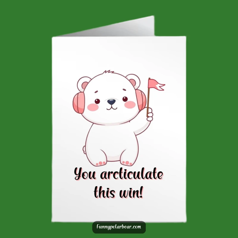 Free Printable Congrats Card: Polar Bear Waving Flag Funny Congratulations Downloadable Gift