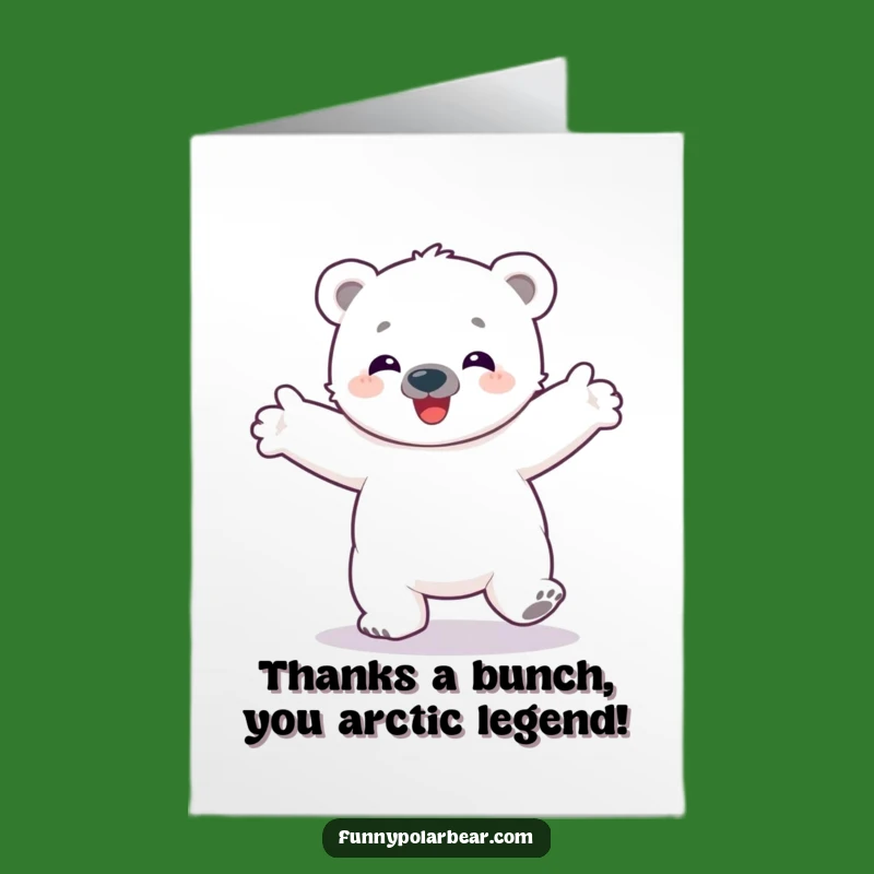 Free Printable Thank You Card: Spinning Polar Bear Cub Funny Downloadable Appreciation Gift