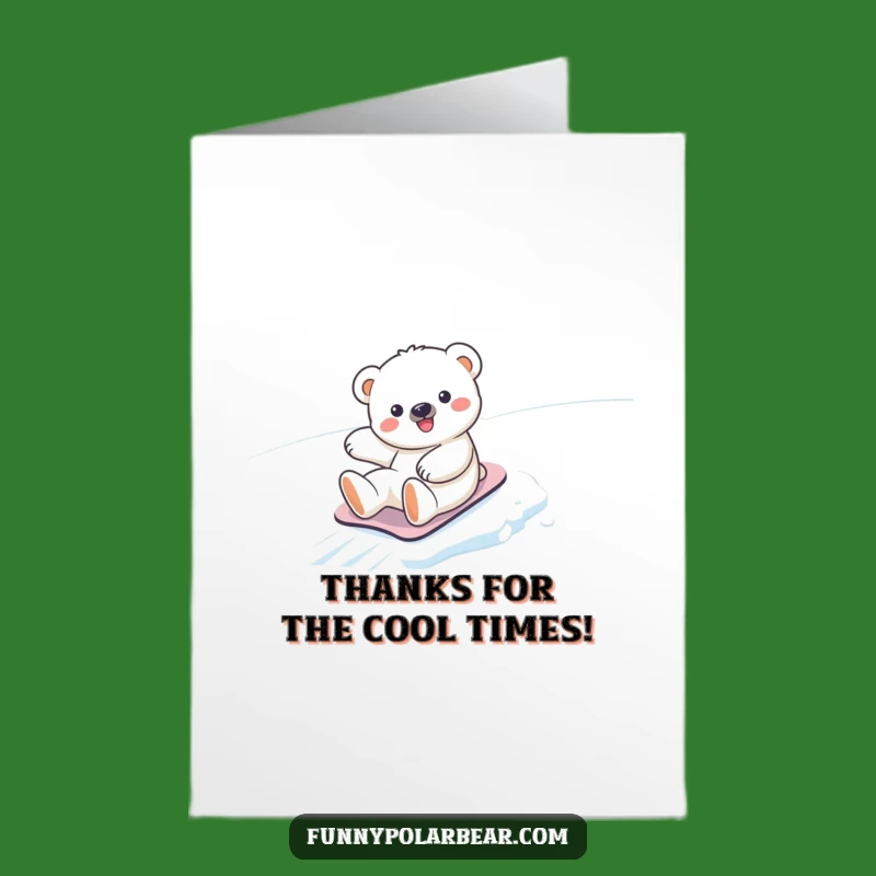 Free Printable Thank You Card: Cute Polar Bear Cub Sliding, Funny Downloadable Gratitude