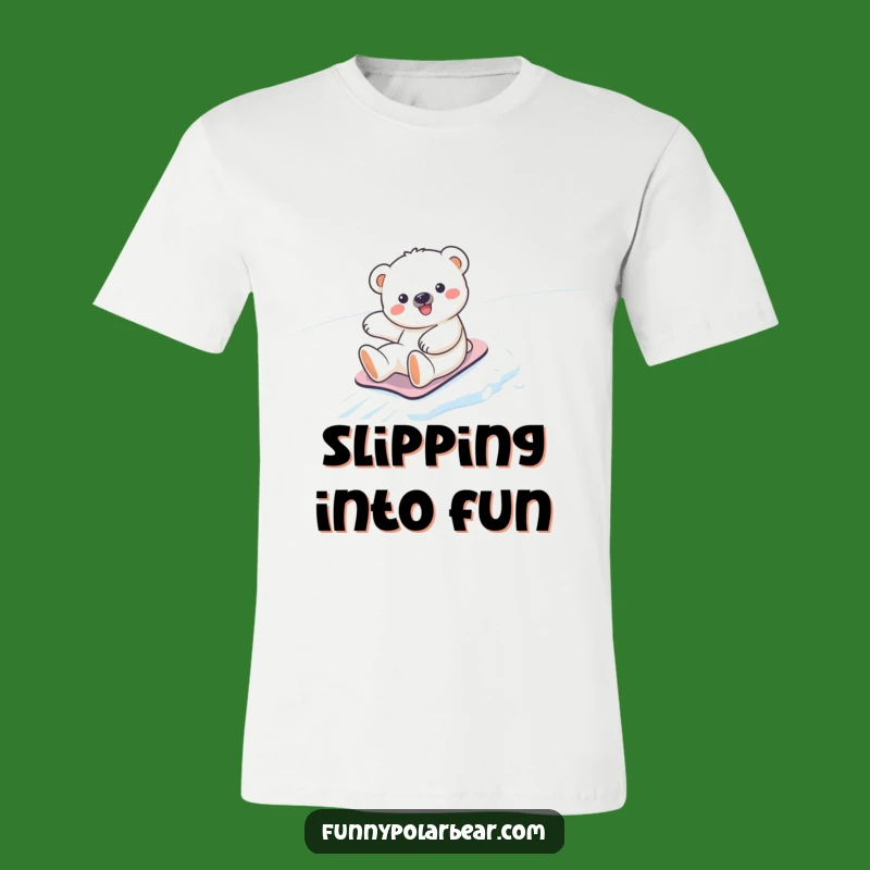 Funny Kawaii Polar Bear T-Shirt: Joyful Winter Slides Gift