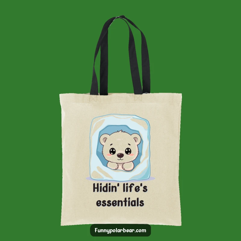 Funny Curious Polar Bear Cub Tote Bag: Carry Your Essentials with a Smile